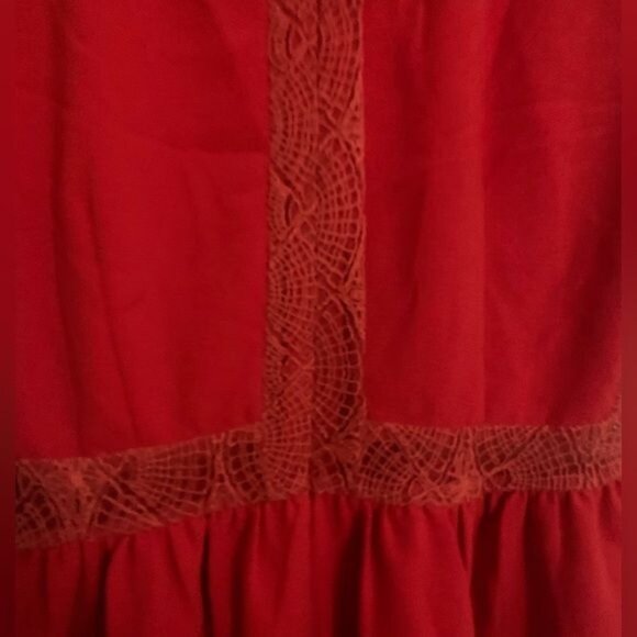 Pins And Needles Red Lace Trim Short Sleeve Dress Size 4 Polyester/Nylon Womens - Picture 6 of 11